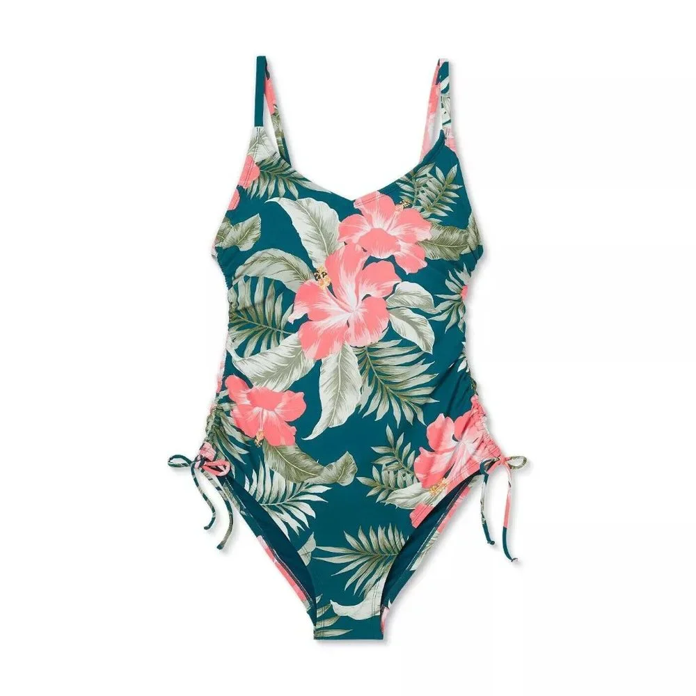 Women's Side-Tie Medium Coverage One Piece Swimsuit - Kona‎ Sol Teal